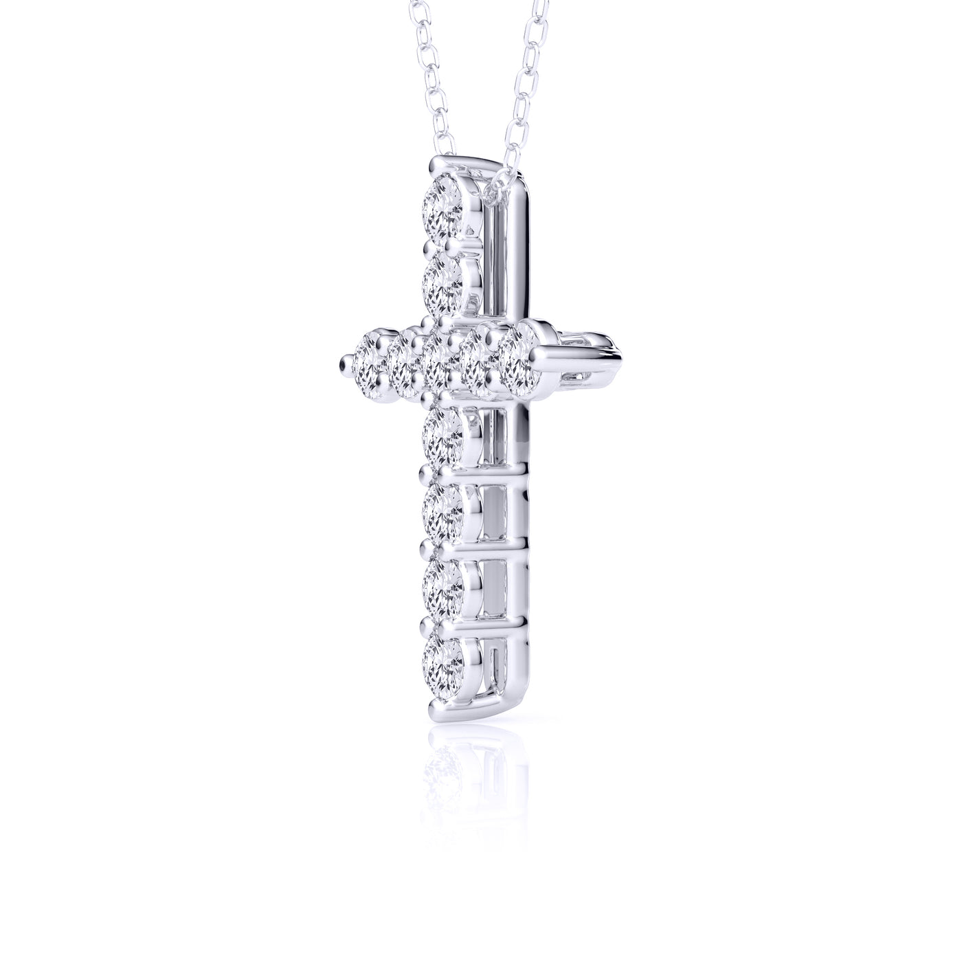 9k White Gold Lab Grown Diamond Cross Pendant & Chain