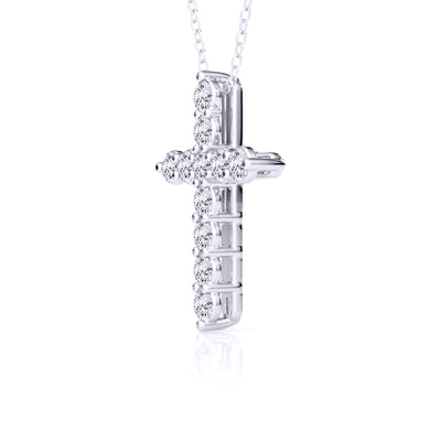9k White Gold Lab Grown Diamond Cross Pendant & Chain
