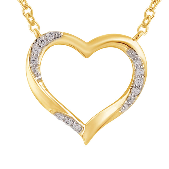 9k Yellow Gold 0.11ct Diamond Heart Pendant