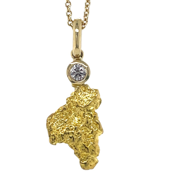 18k Yellow Gold Nugget & Diamond Argyle Pendant