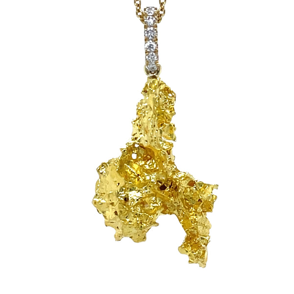 18k Yellow Gold Nugget Pendant Diamond Argyle Bale