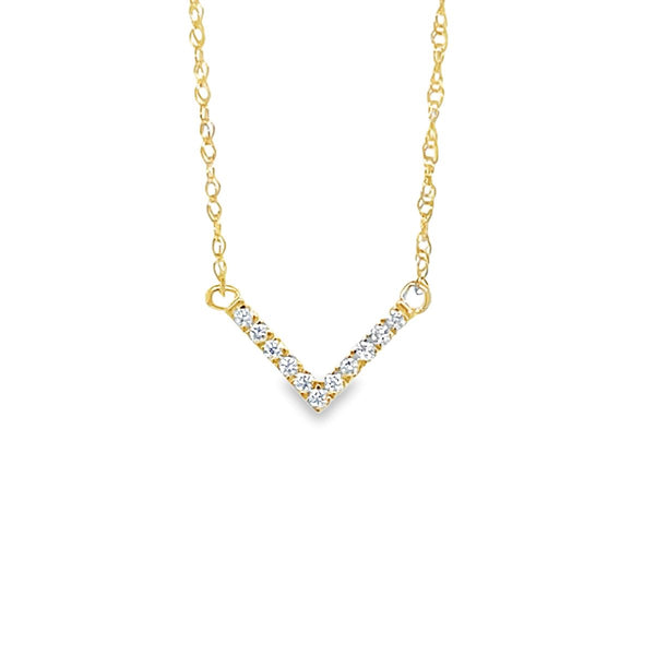 9k Yellow Gold 0.07ct Diamond Chevron Necklace