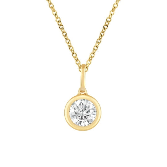 9k Yellow Gold 1.00ct Round Lab Grown Diamond Pendant