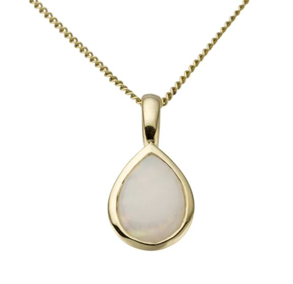 9K Yellow Gold Pear Opal Pendant