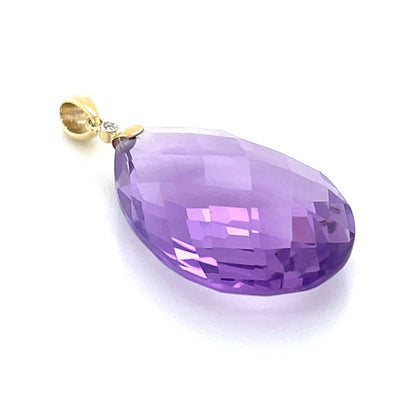 9kYellow Gold 18.50ct Amethyst & Diamond Pendant