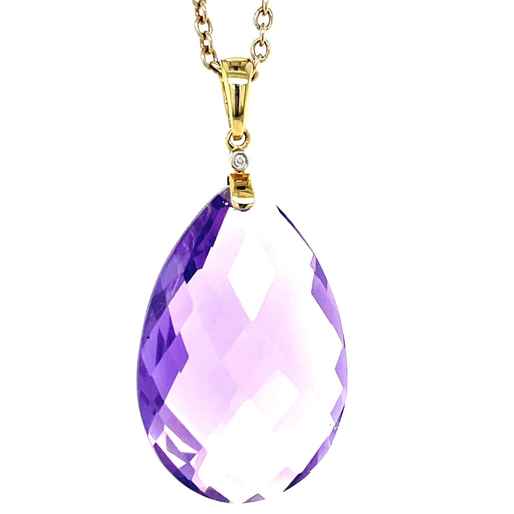 9kYellow Gold 18.50ct Amethyst & Diamond Pendant