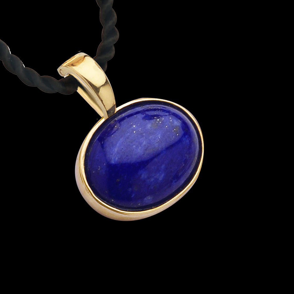 9K Yellow Gold Oval Lapis Lazuli Enhancer Pendant