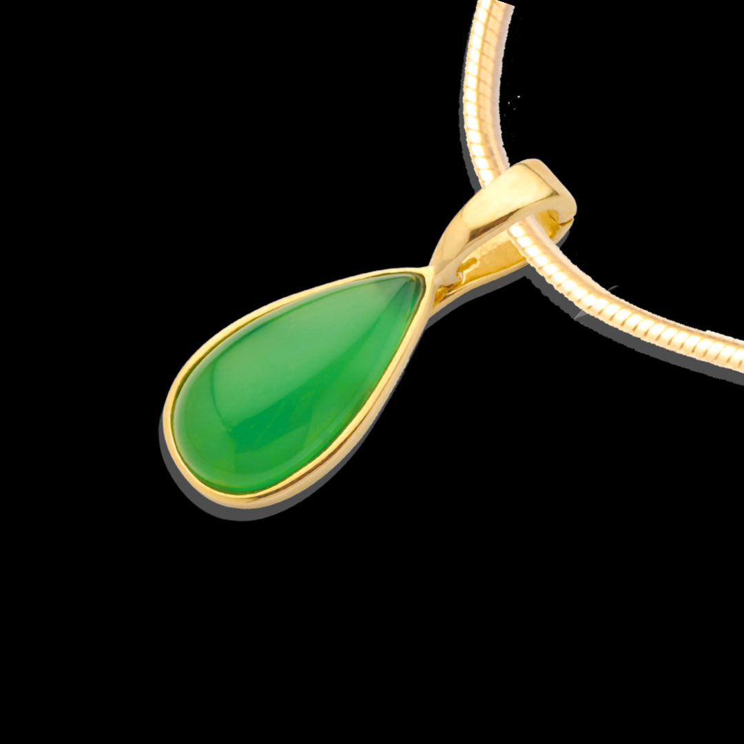 9K Yellow Gold Agate Teardrop Pendant