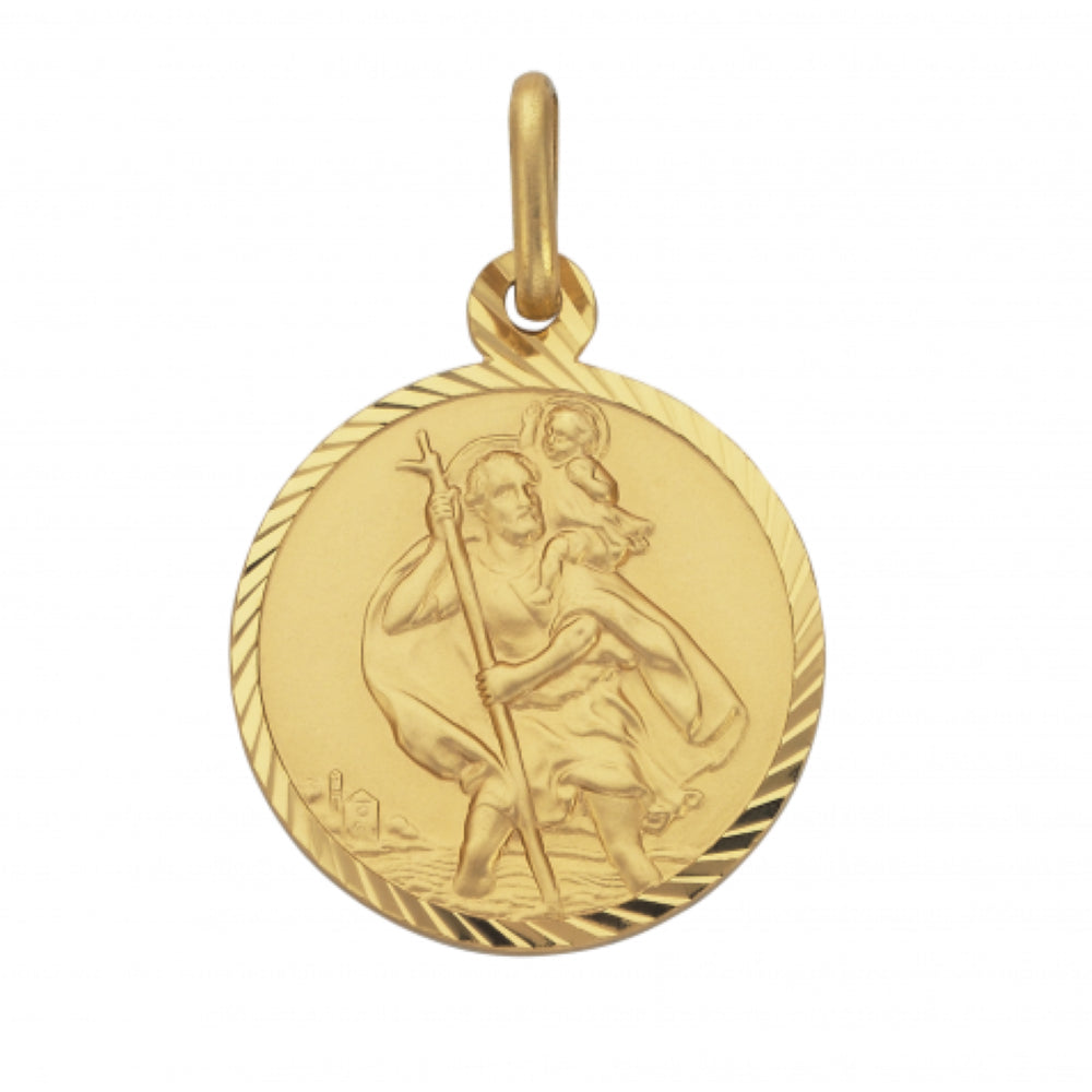 9K Yellow Gold Diamond Cut St Christopher