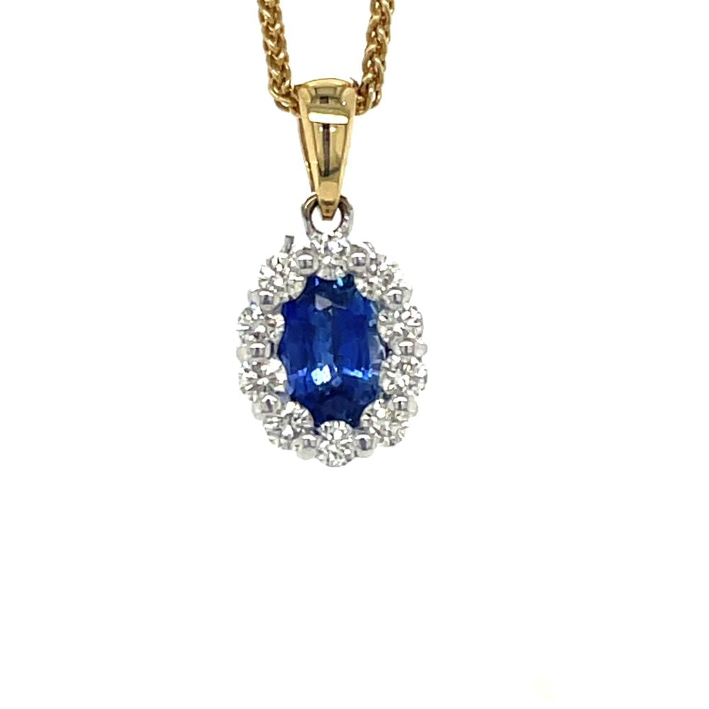 18K B/Tne Ceylon Sapphire & Diamonds Pendant