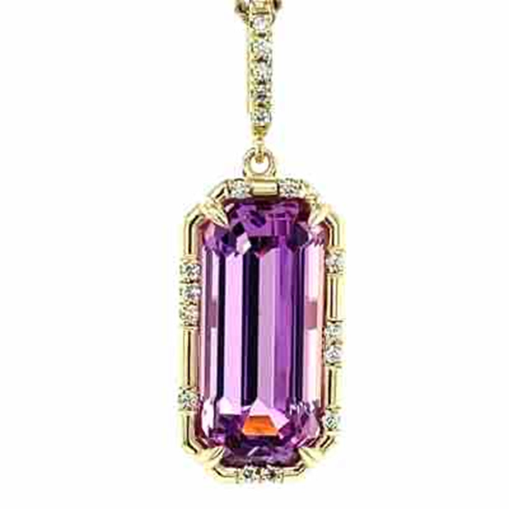 9k Yellow Gold 10.09ct Kunzite & Diamonds Pendant