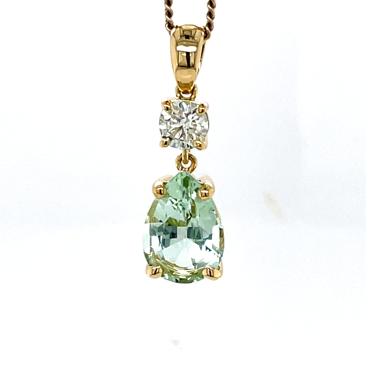18k Yellow Gold 3.24ct Pear Tourmaline & Diamond Pendant