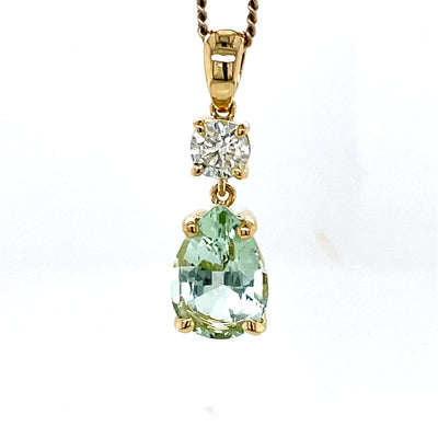 18k Yellow Gold 3.24ct Pear Tourmaline & Diamond Pendant