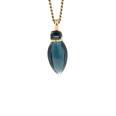 9k Yellow Gold 3.21ct Blue Spinel Pendant
