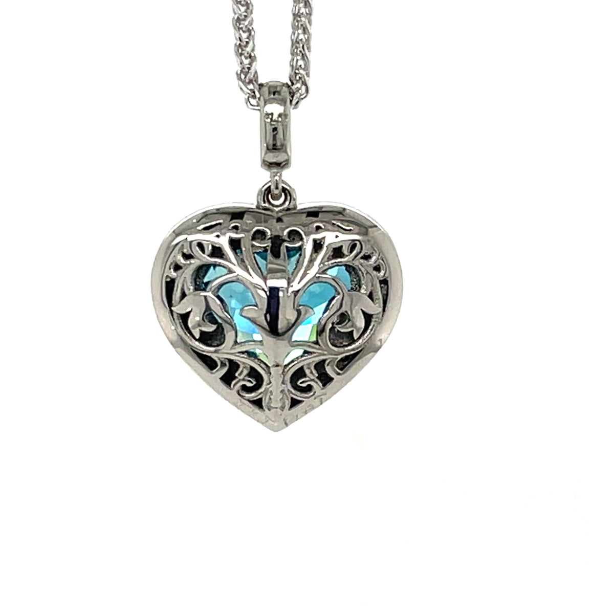'Valentina' Platinum 6.81ct Heart Blue Zircon & Diamonds Pendant