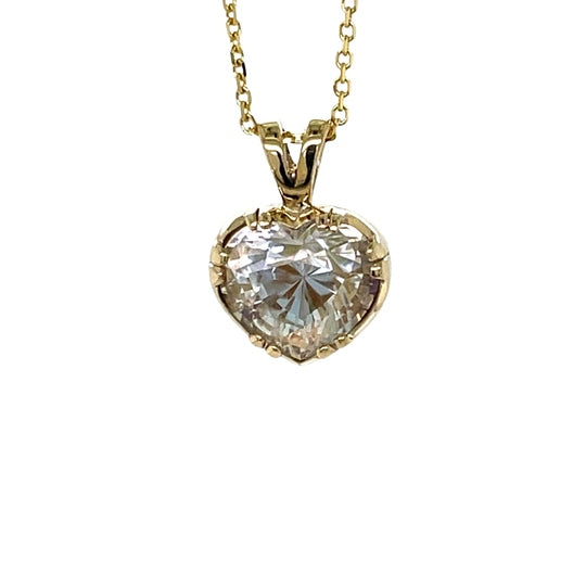 9k Yellow Gold 3.65ct Faceted Moonstone Reversible Heart Pendant