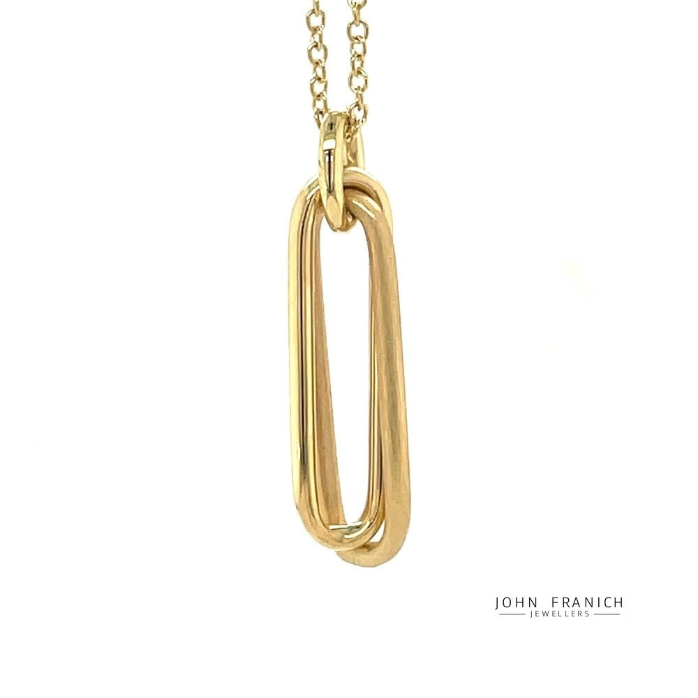 18kYellow Gold Double Oblong Pendant