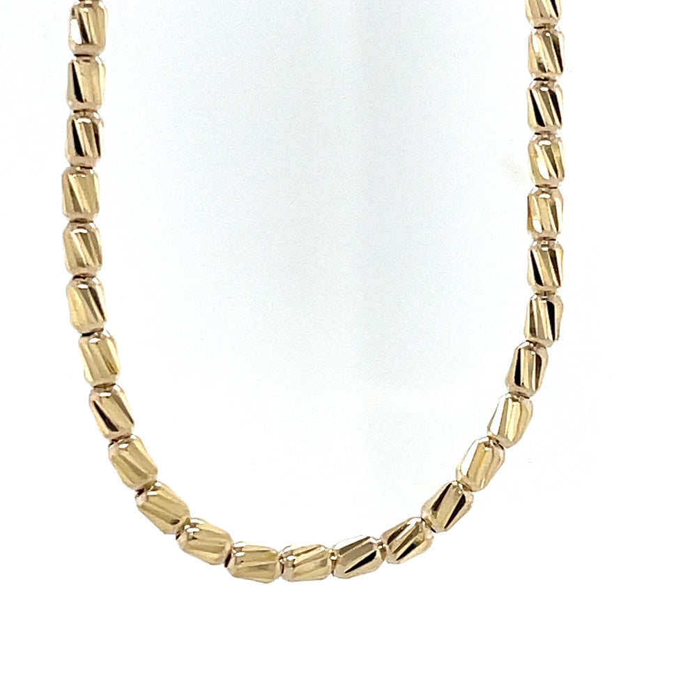 9K Yellow Gold 2mm Beads Necklace 45cm