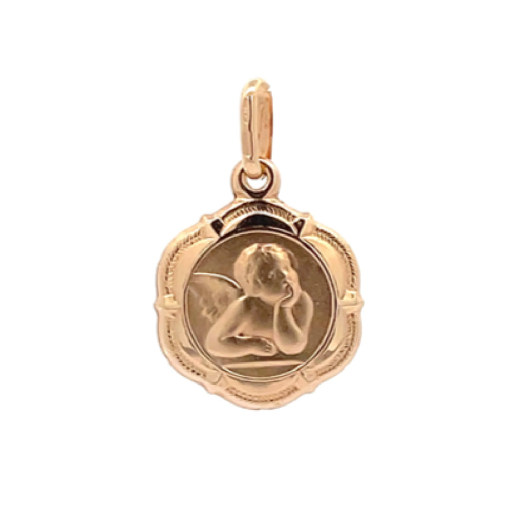 9K Yellow Gold 14mm Angel Pendant