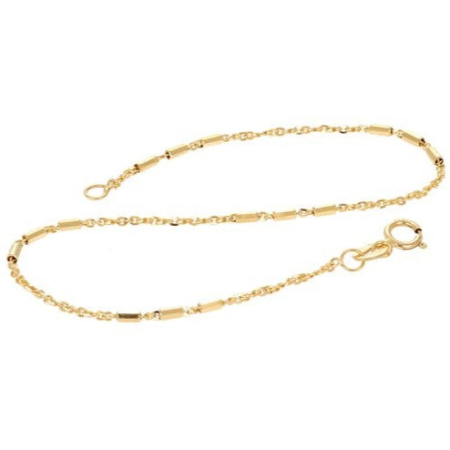9K Yellow Gold Tube & Curb Link Necklace