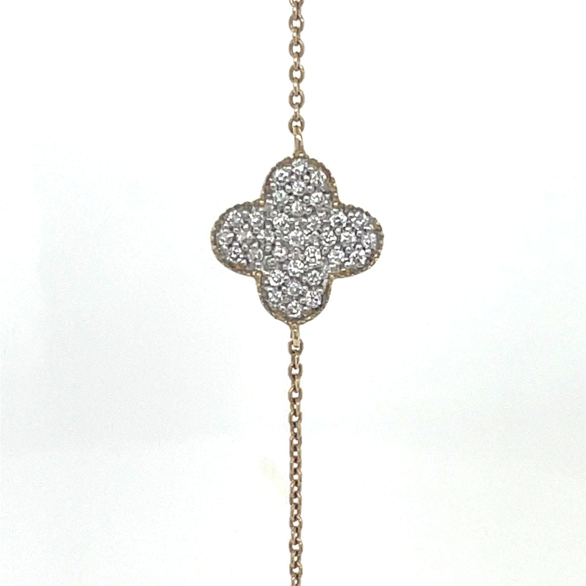 9k Yellow Gold Pave Diamond Clover Bracelet