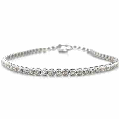 9k White Gold 1.5ct Diamond Tennis Bracelet