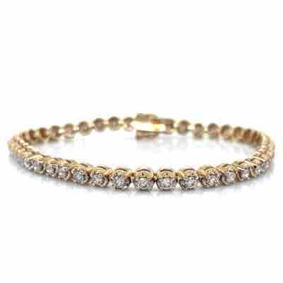 9k Yellow Gold 2.5ct Diamond Tennis Bracelet
