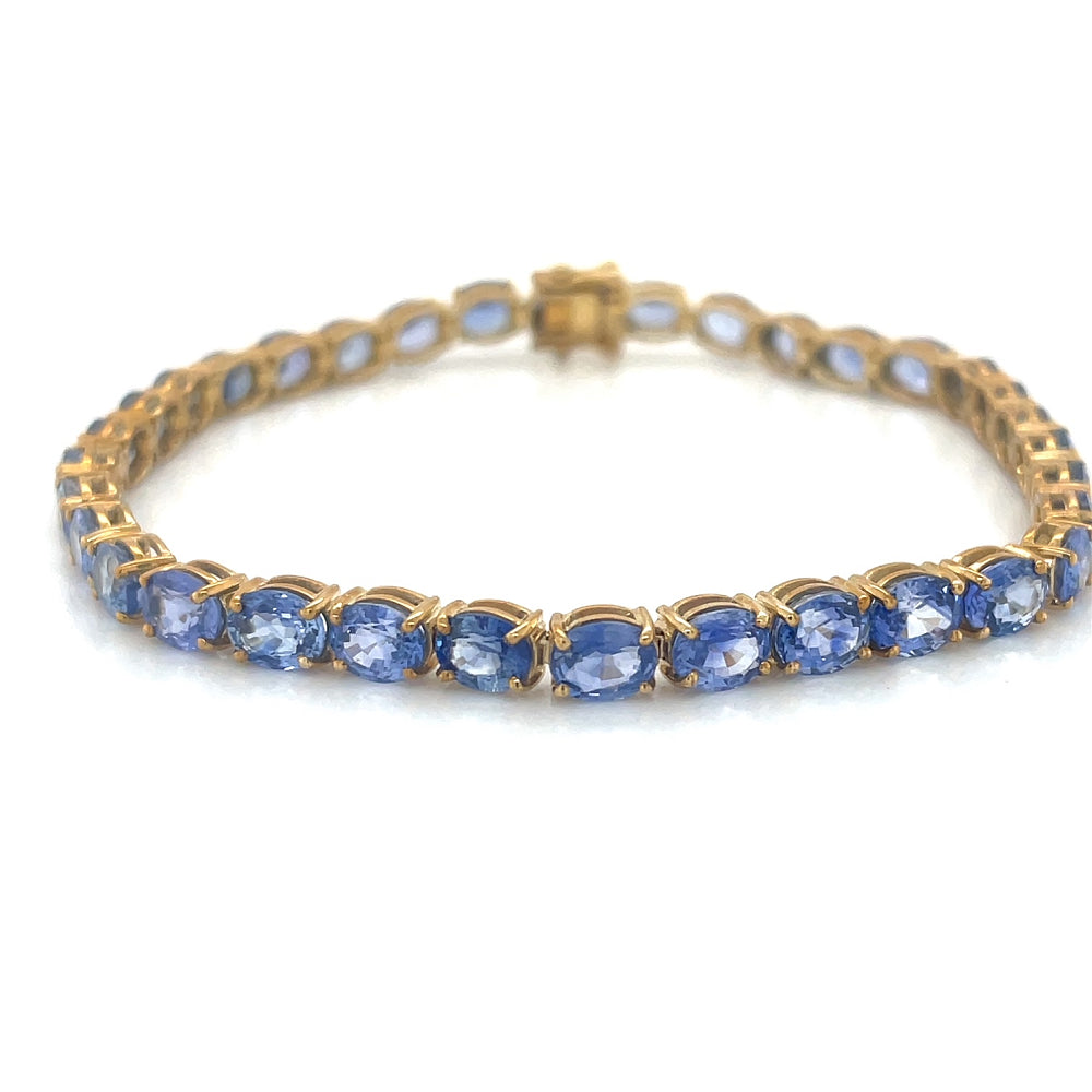 9k Yellow Gold 5.96ct Blue Sapphires Bracelet