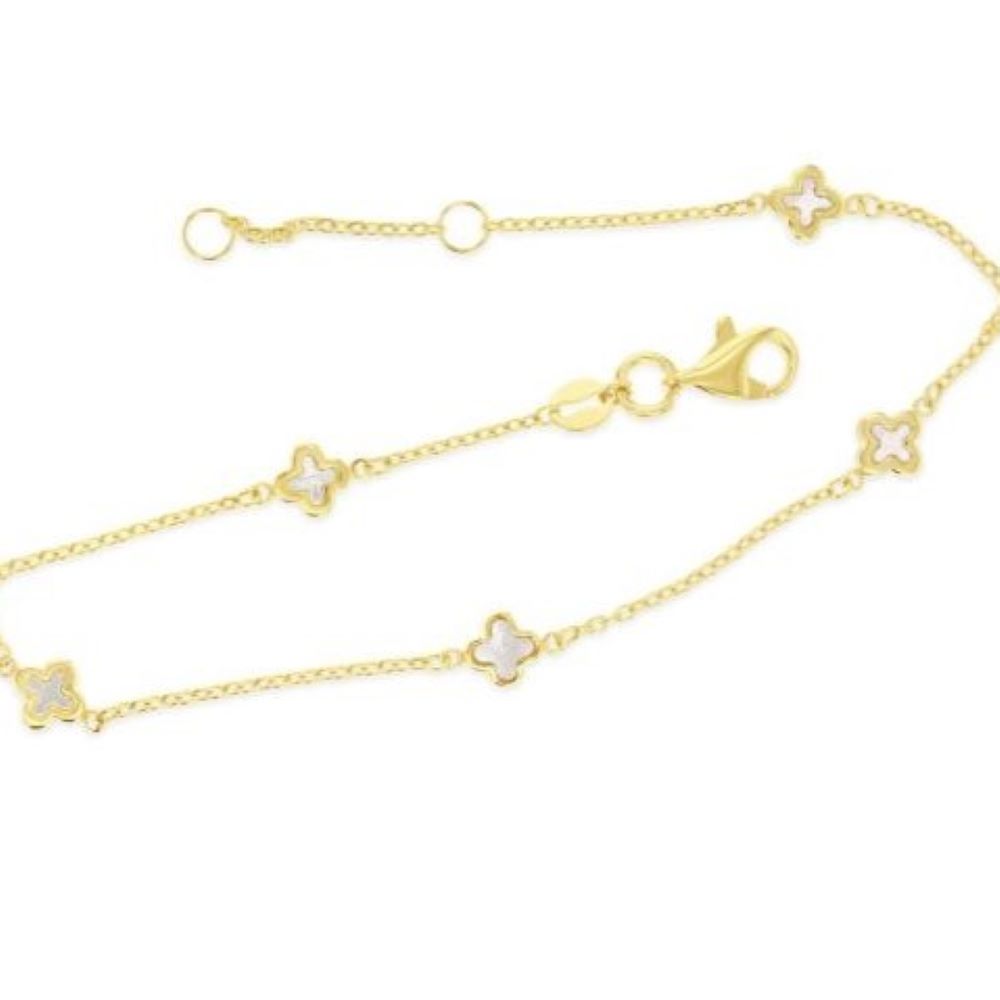 9K Yellow Gold Mini Clover MOP Bracelet