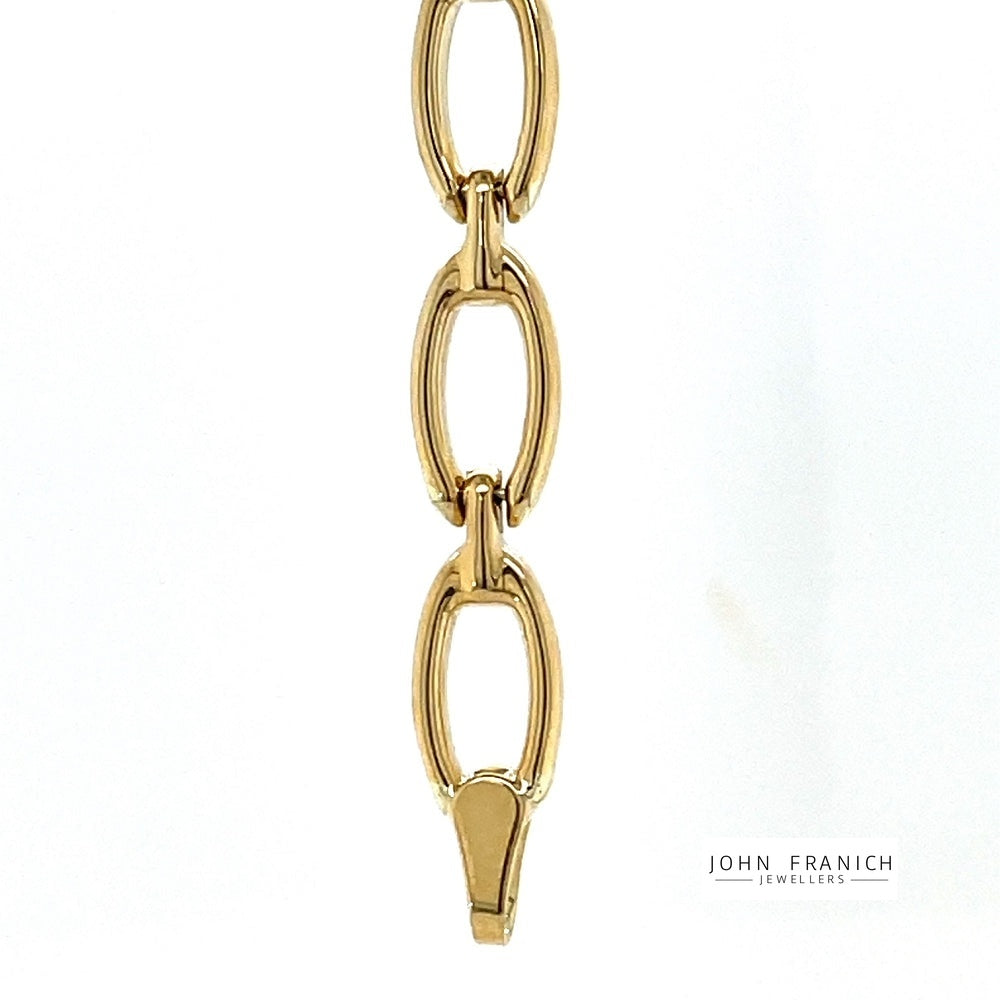 9kYellow Gold Oval Domed Link Bracelet