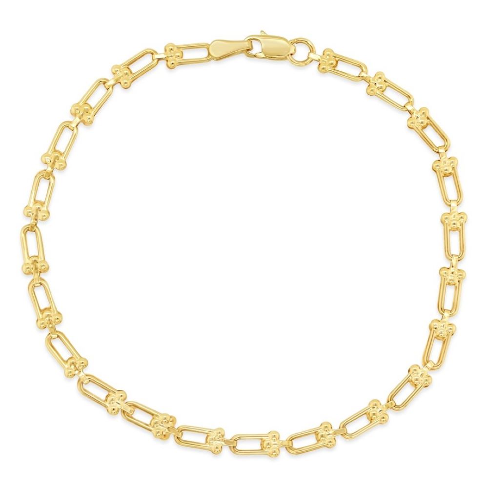 9K Yellow Gold Lock Link Bracelet 19cm