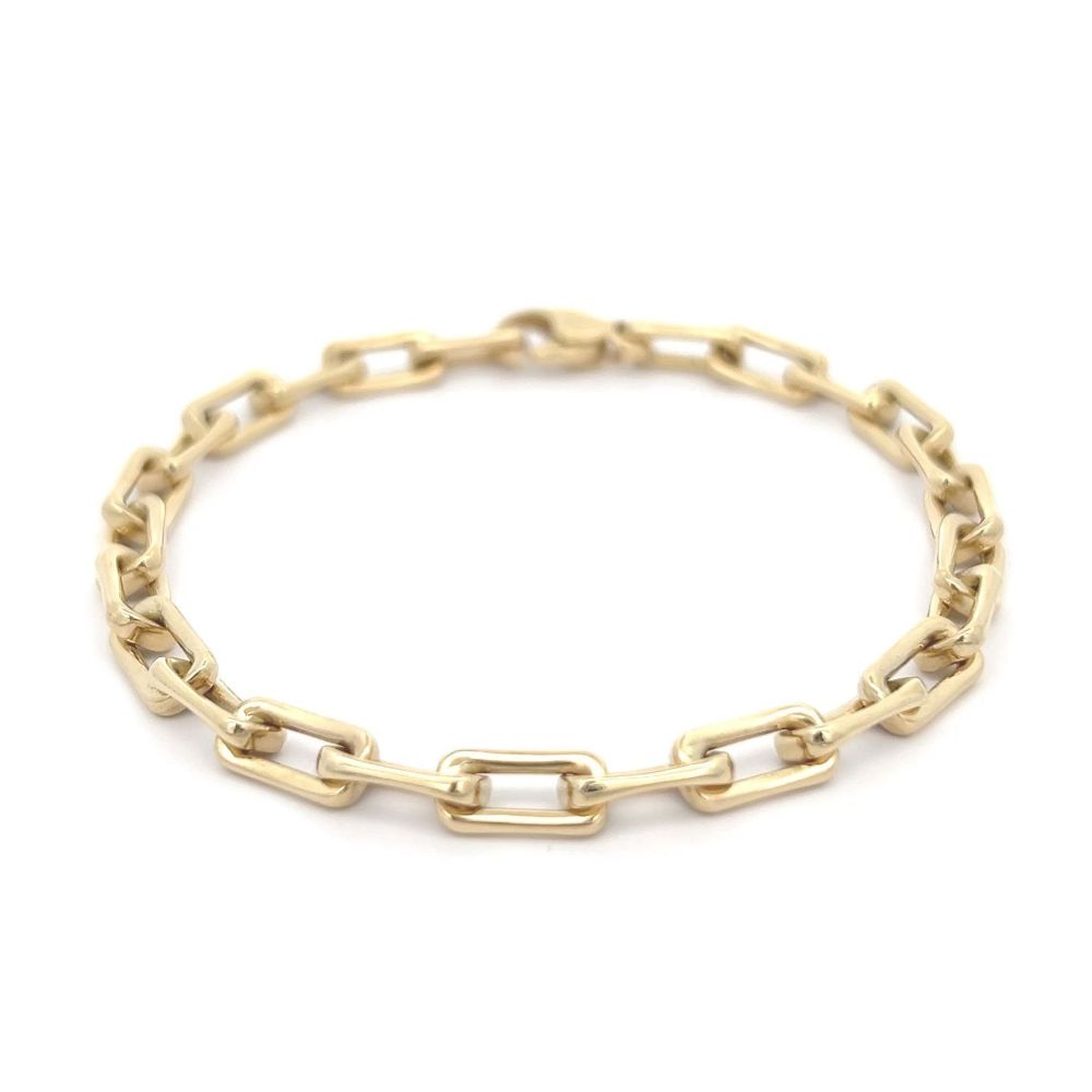 9K Yellow Gold Square Trace Link Bracelet 19cm