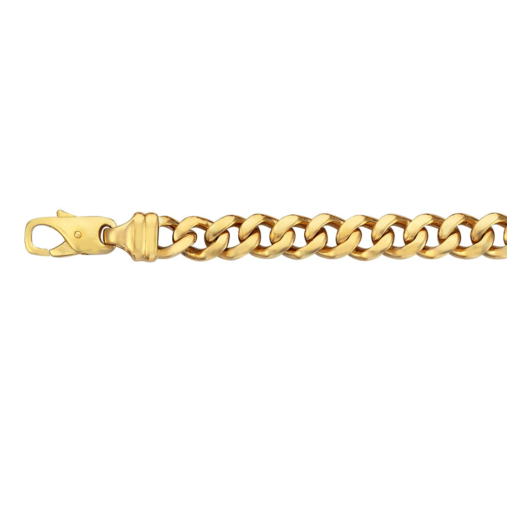 9k Yellow Gold 8.7mm Wide Flat Curb Bracelet