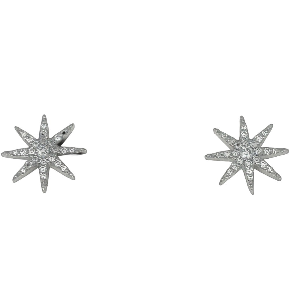 18K White Gold 0.19ct Diamond Star Earrings