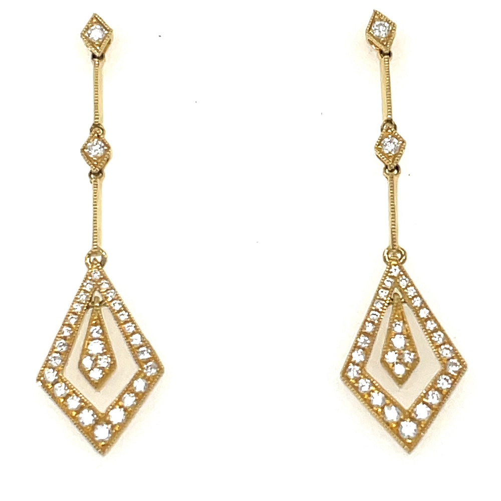 18K Yellow Gold 0.42ct Diamond Drop Earrings