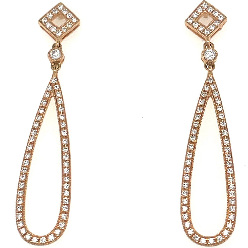 18K Rose Gold Tear Drop 0.52ct Diamond Earrings john-franich-jewellers-nz