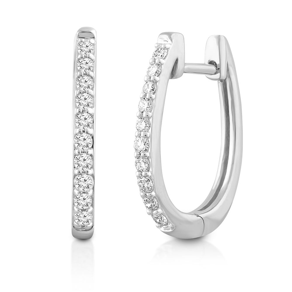 9K White Gold Diamond Huggie Earrings john-franich-jewellers-nz