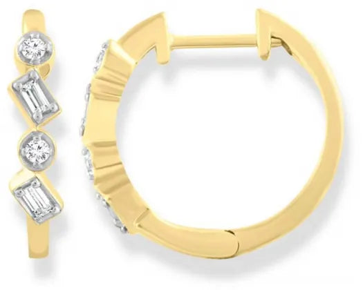 9K B/Tn Gold 0.12Ct Hi I1 Diamond Hoop Earrings john-franich-jewellers-nz
