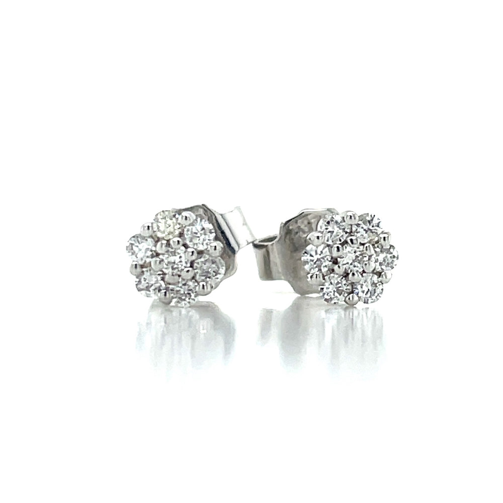 9k White Gold 0.25ct Diamond Cluster Stud Earrings john-franich-jewellers-nz