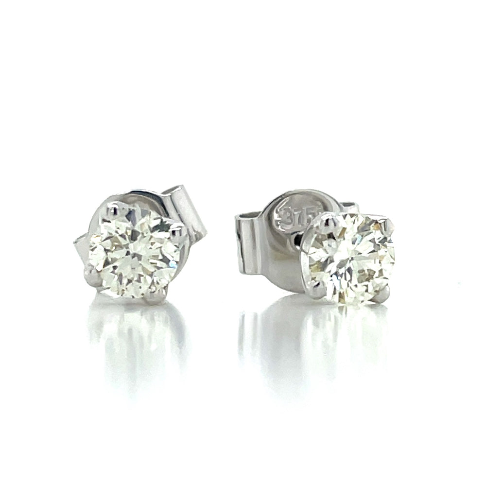 9k White Gold 2=0.68ct Diamond Stud Earrings