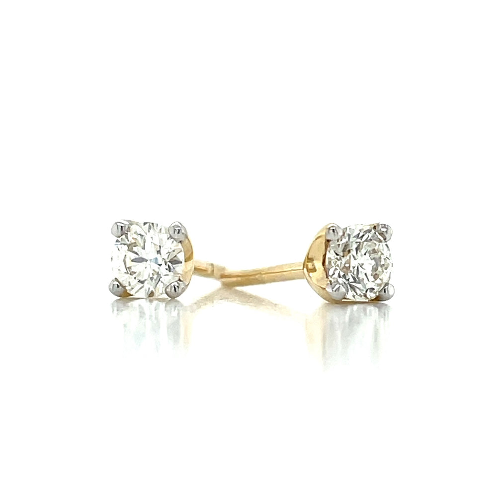 9k Yellow Gold 2=0.40ct Diamond Stud Earrings john-franich-jewellers-nz