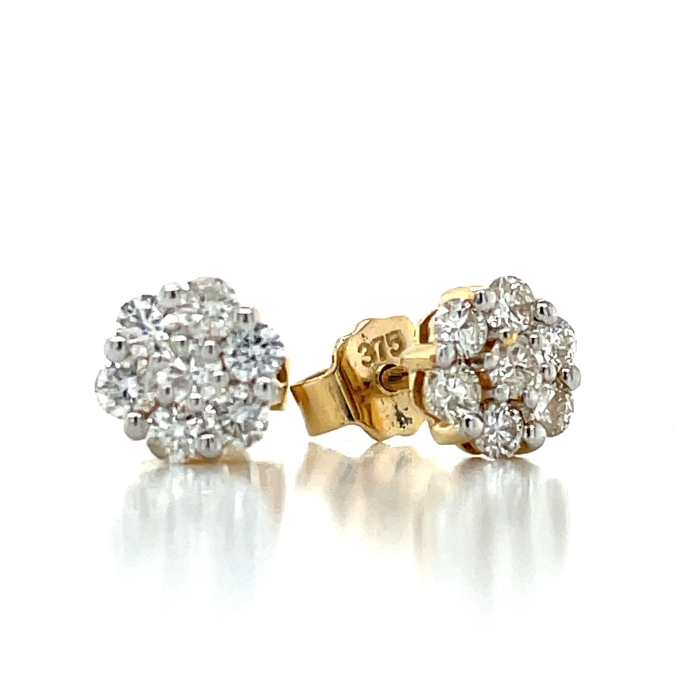 9k Yellow Gold 14=0.50ct Diamond Cluster Stud Earrings john-franich-jewellers-nz