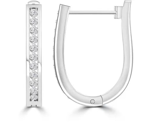 9K WHITE GOLD 0.50CT DIAMOND HUGGIE EARRINGS