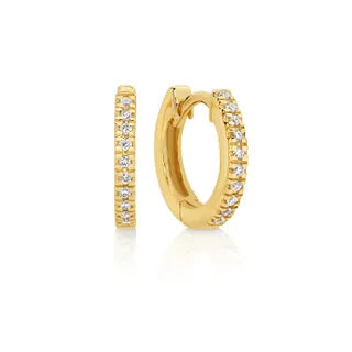 9k Yellow Gold 0.10ct Diamonds Mini Huggie Earrings