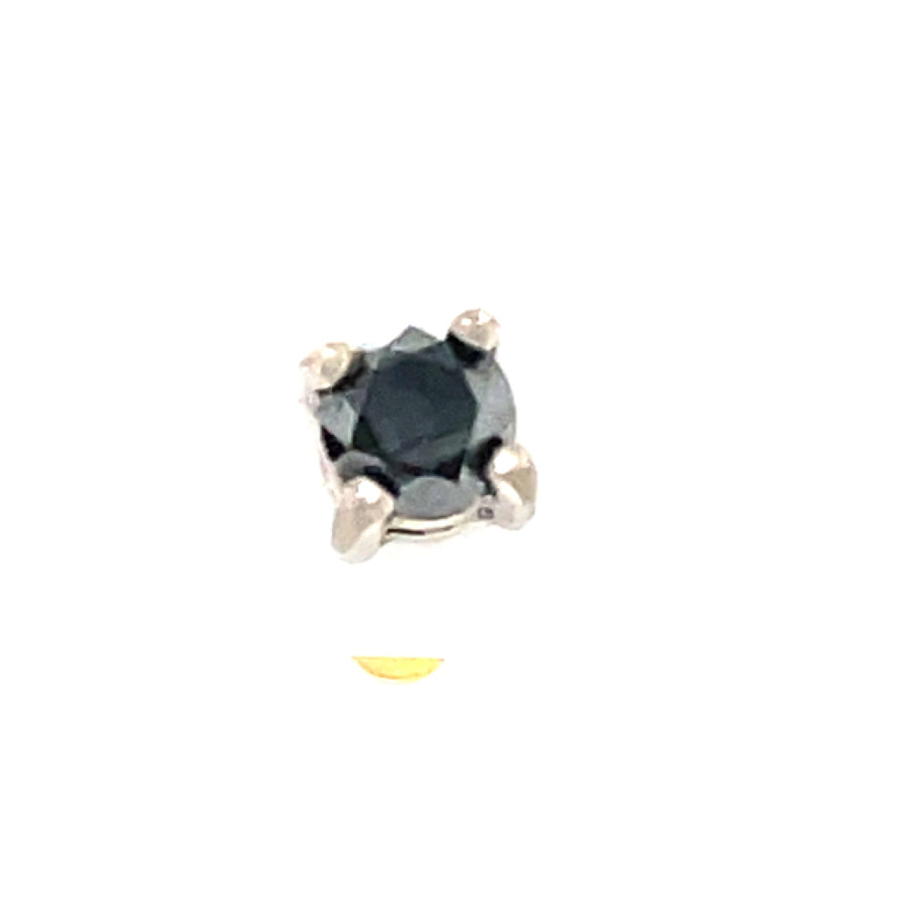 18K White Gold Single Black Diamond Stud Earring Single 0.19ct