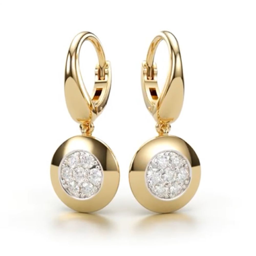 18K Yellow Gold 14=0.33ct G SI Diamond Drop Earrings