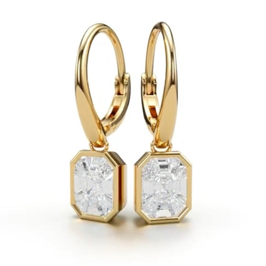 18K Yellow Gold 0.72ct Diamond 'Magic Emerald' Earrings