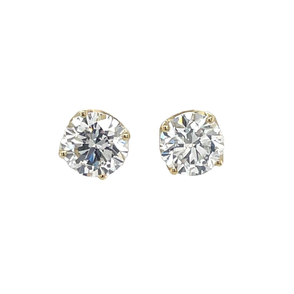 9K Yellow Gold 2=2.25ct Lab Grown Diamond Stud Earrings