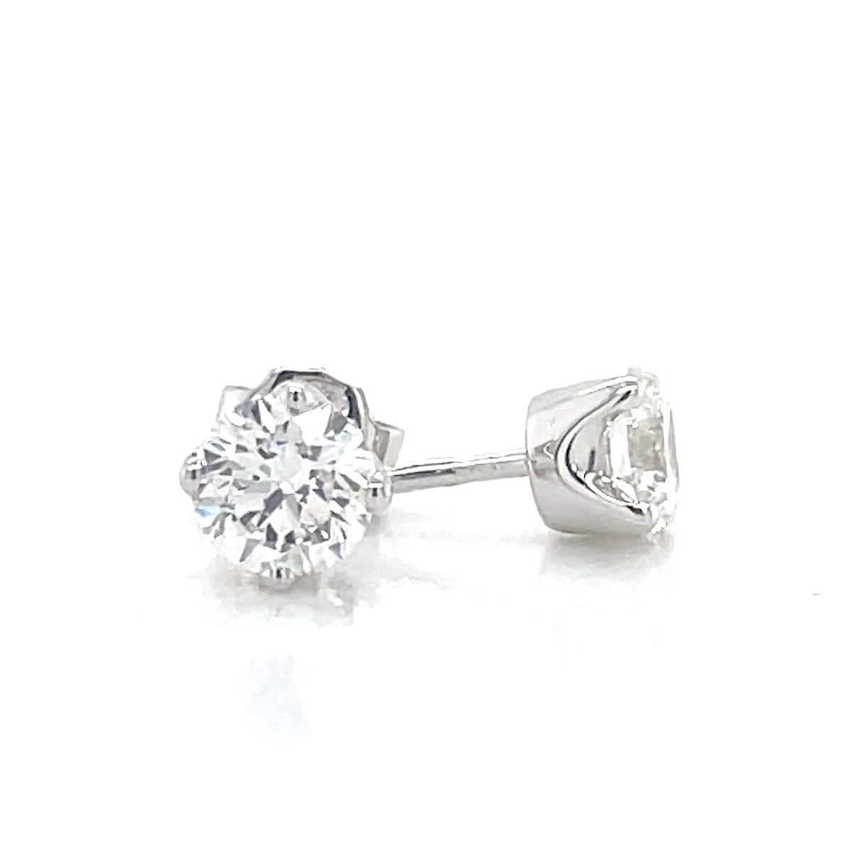 9K White Gold 2= 1ct Lab Grown Diamond Stud Earrings