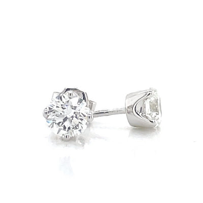 9K White Gold 2= 1ct Lab Grown Diamond Stud Earrings